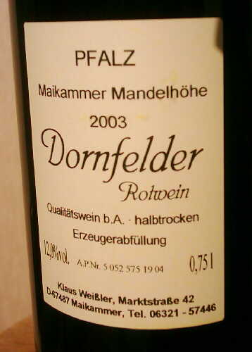 Etikett Dornfelder