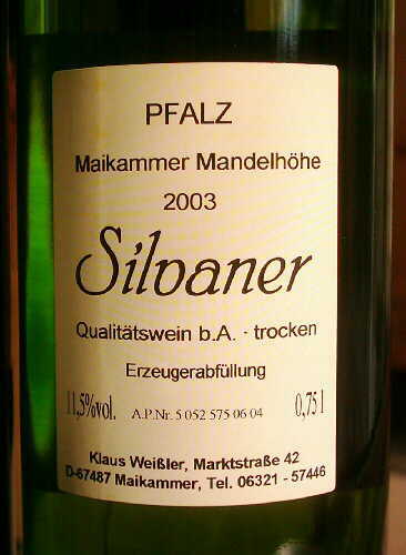 Etikett Silvaner