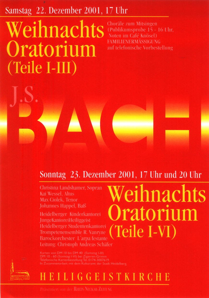 Plakat des Weihnachtsoratoriums 2001